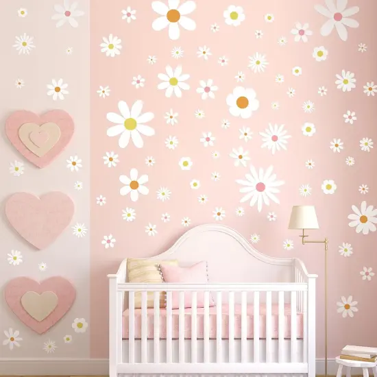 90 Pcs Daisy Wall Decal - (White) {3}