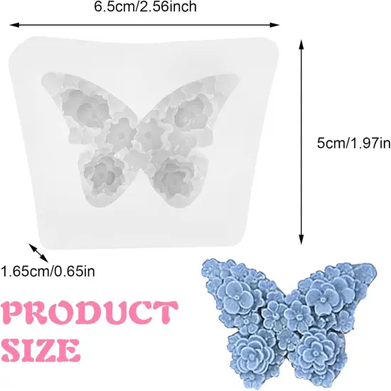 2Pcs Flower Butterfly Silicone Molds, Floral Butterfly Candle Molds {2}