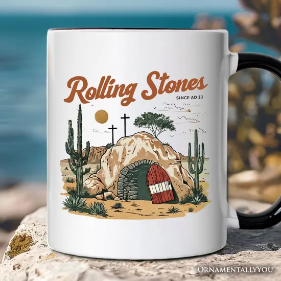 Rolling Stones Christian Mug, He is Risen Easter Gift {4}