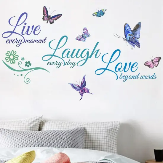 Live Love Laugh Set 3 Wall Motivational Decals - Green Blue Purple {3}