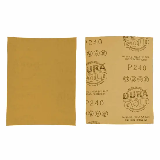 240 Grit Gold - 1/4 Sheet Plain Backing Sandpaper 5.5" x 4.5" - For Palm Sanders - Box of 400 {2}