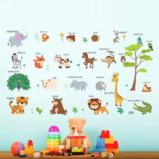 Large Animals Learning Educational Wall Stickers Kids {4}