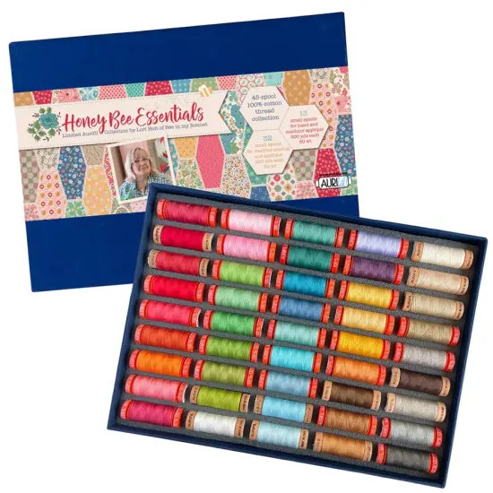Aurifil Honey Bee Essentials Thread Set by Lori Holt | (45 Assorted Cotton Small Spools) {1}