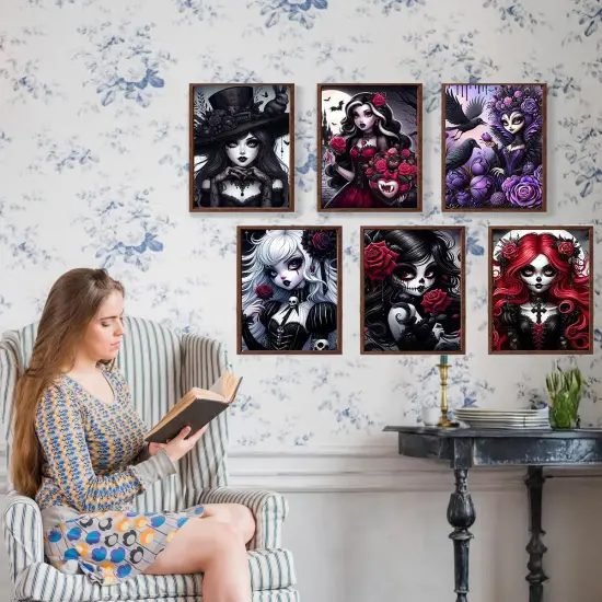 6-Pack Gothic Girl Diamond Painting Kits {2}
