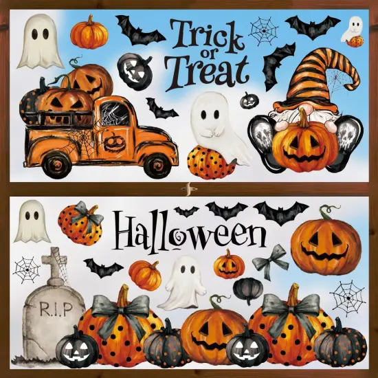 83 PCS Halloween Window Cling Sticker, Ghosts Pumpkins for Home Party Supplies {3}