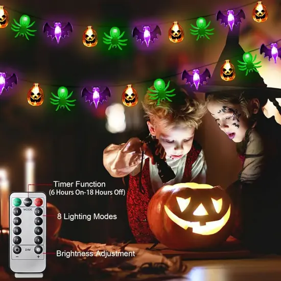 Pumpkin Bat Spider Battery - Halloween Lights Decor {5}