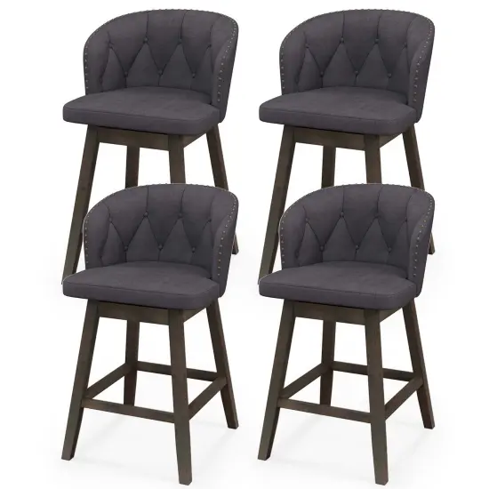 Costway 2/4 PCS Counter Height Bar Stools Fabric Upholstered Island Stools with 360&deg; Swivel Seat Gray {8}