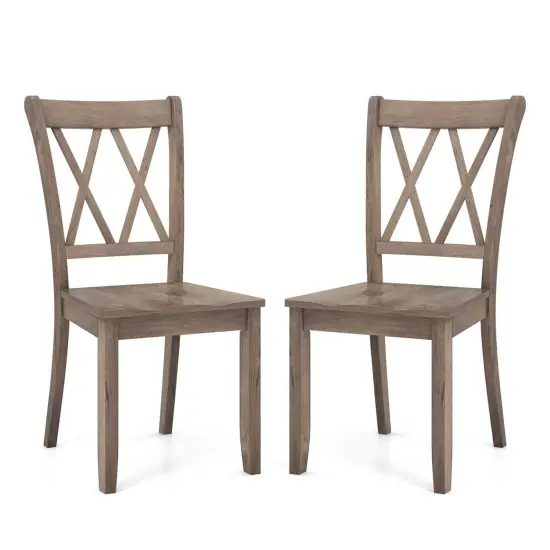 Costway Wooden Dining Chairs Set of 2/4 with Ergonomic Seat Rubber Wood Frame & High Backrest {7}