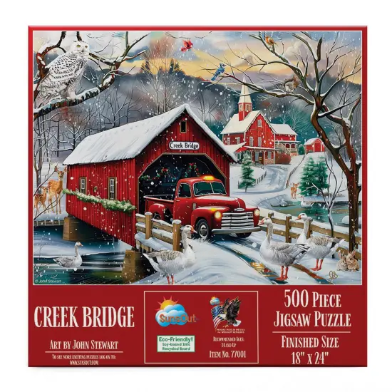 Sunsout Creek Bridge 500 pc Christmas Jigsaw Puzzle 77001 {4}