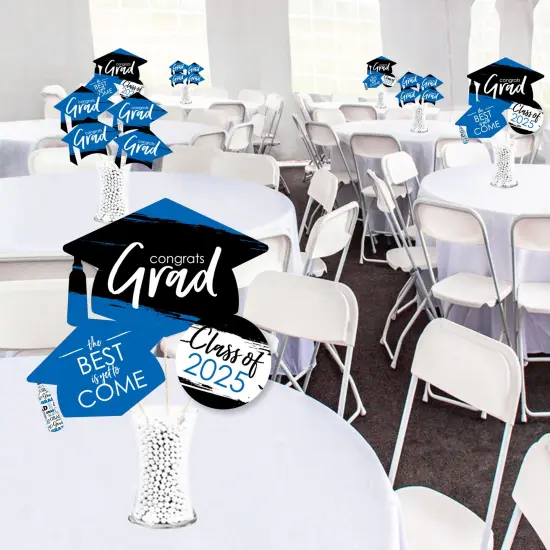 Big Dot of Happiness 2025 Blue Graduation Party Centerpiece Sticks - Showstopper Table Toppers - 35 Pieces {3}