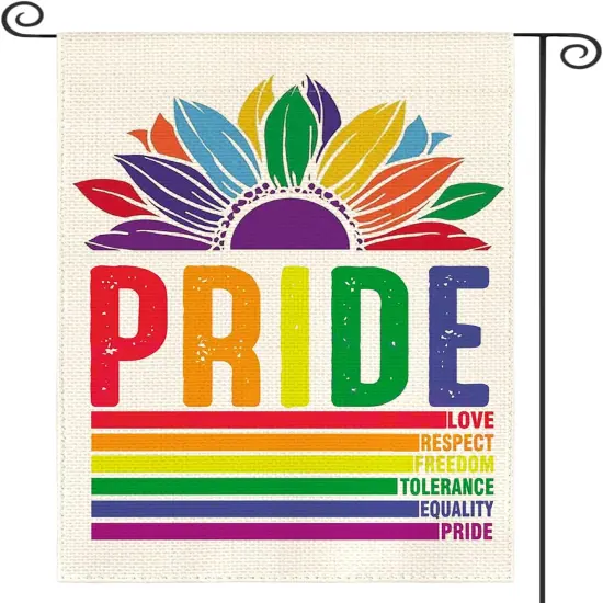 Pride Rainbow Garden Flag 12x18 Inch Double Sided, LGBTQ+ Community Progress Yard Outdoor Flag {1}