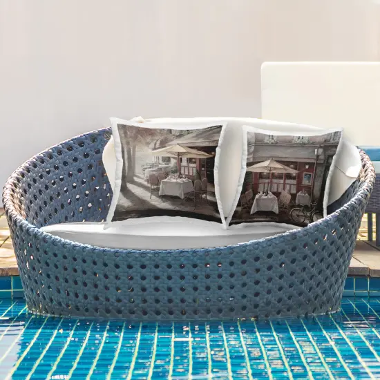Stupell Industries City Restaurant Sidewalk Seating 2pc Outdoor Printed Pillow Set design by T.C. Chiu, 18 x 7 x 18 {3}