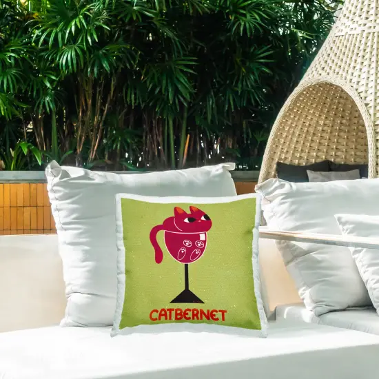 Stupell Industries Catbernet Cat Wine Outdoor Printed Pillow design by Carrie Cantwell, 18 x 7 x 18 {2}