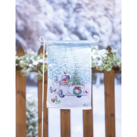 White Christmas Truck Garden Flag 2 Sided Lustre {2}