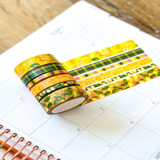 Summer Lemonade Green & Yellow Lemons Washi Tape Set August 2024 - W113 {4}