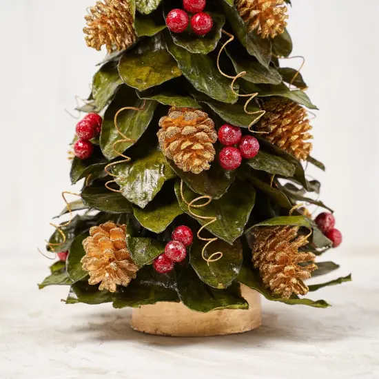 24" Natural JackFruit leaves Tabletop ConeTree - Handcrafted Christmas Decorations - Holiday Tree Green {2}