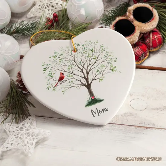 In Loving Memory of Mom and Dad Cardinal on a Tree Ornament, Heavenly Christmas Remembrance Gift {6}