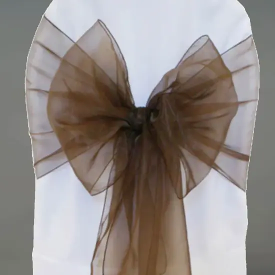 10 Pieces Angle End Organza Chair Sashes 12 by 116 inches Chocolate {3}