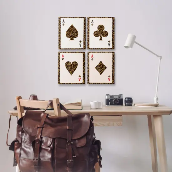 Stupell Industries Leopard Pattern Ace Cards 4pc Canvas Set By Lil' Rue {2}