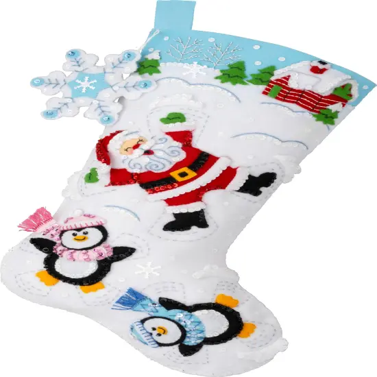 Bucilla Felt Stocking Applique Kit 18" Long-Snow Angel Friends {2}