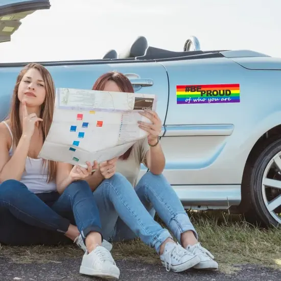 Gay Pride Stickers - 2 Rainbow Decals for Car, Laptop & Refrigerator {2}