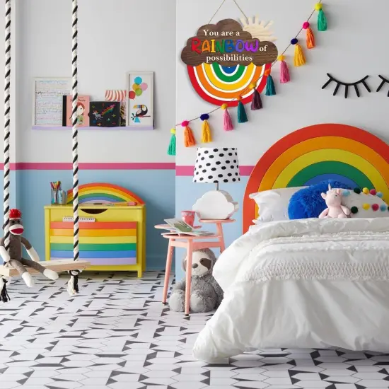 Rainbow Wooden Sign (12.2x11.5 inch), You Are A Rainbow Of Possibilities Inspirational Quote Hanger Sign, Colorful Rainbow Decorative Hanging Sign for Nursery Playroom Classroom School Decor {4}