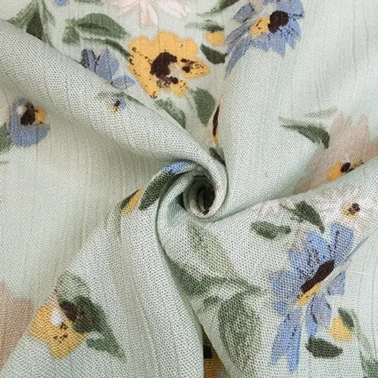 1 Yard Rayon Crinkle Crepon Butterfly Green Fabric, 50/52" Wide Lightweight Apparel Material {1}