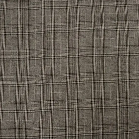 1 Yard Taupe Black Plaid Rayon Fabric, Yarn Dyed 50/51" Wide, Lightweight Apparel Textile {2}