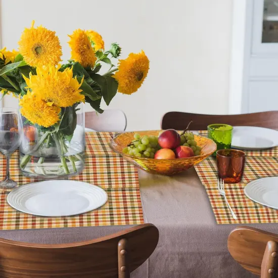 4 Pieces Fall Buffalo Plaid Placemats 12x18 Inch(Fall Plaid-1) {5}