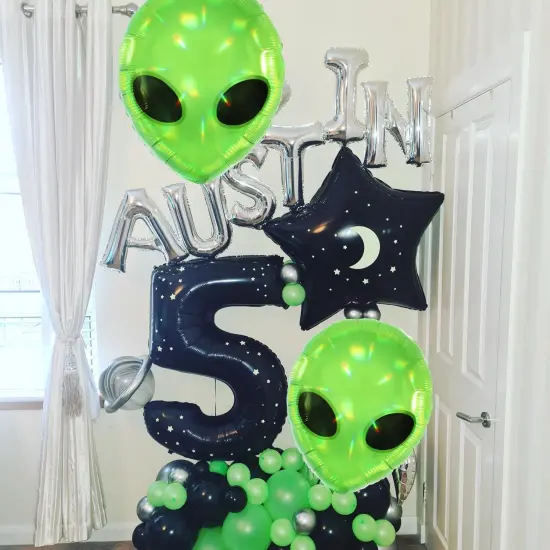 Alien UFO party supplies balloons(Green Alien Balloon 5pcs) {6}