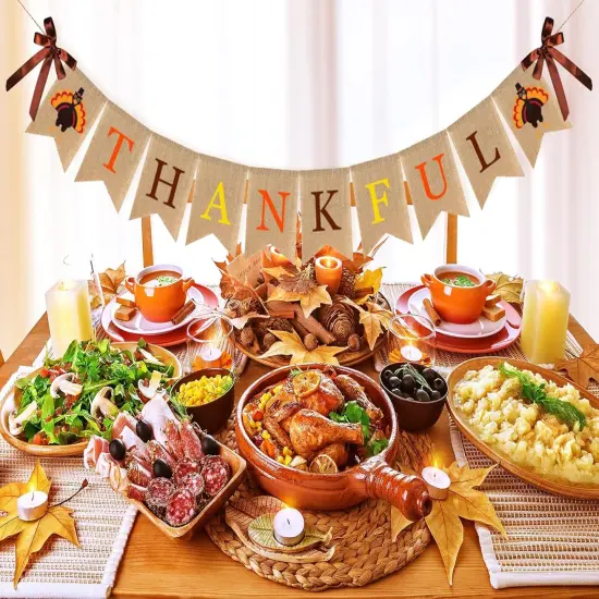 Fall Thanksgiving Burlap Banner (Multicolor) {4}