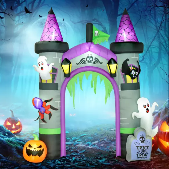 Outsunny 12ft Large Inflatable Halloween Archway with Ghost, Pumpkin, Spider and Bat {2}