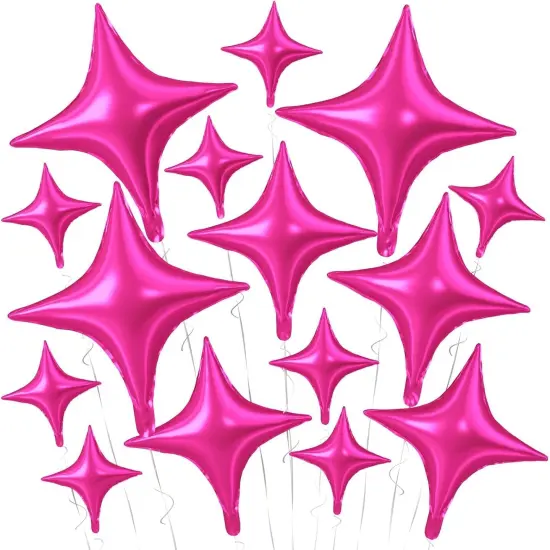 15Pcs Rose Red Star Foil Balloon (Rose Red) {1}