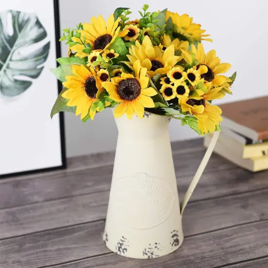 2 Pack Summer Artificial Sunflower Bouquets &ndash; Bright Yellow Silk Sunflowers for Summer Home, Wedding, and Party Decor {2}