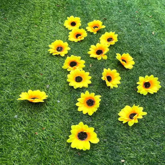 Summer Sunflower Heads &ndash; 20pcs Mini Yellow Artificial Silk Flowers for Home, Party, DIY Crafts & Outdoor Decor Floral Arrangements {4}