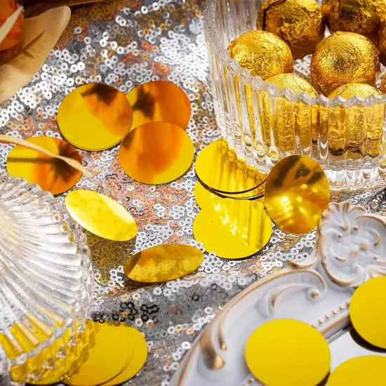 Gold Sparkle Confetti 1.2 Inch - 300 Metallic Flakes for Wedding, Birthday Party, Table Scatter {4}