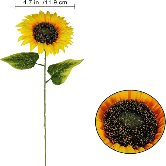 9-Pack Summer Sunflower Stems &ndash; 19.7" Lifelike Yellow Silk Flowers with Long Stems for Vases & Floral Arrangements {3}