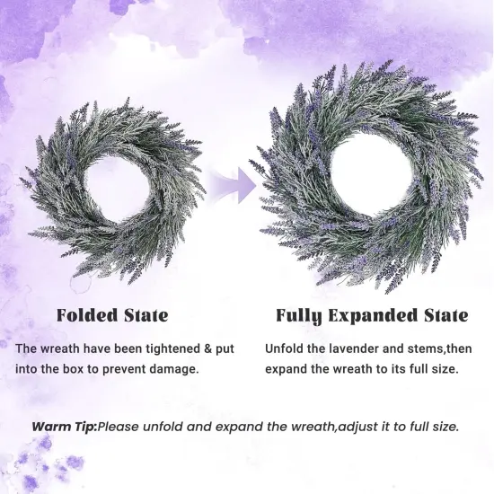 18 Inch Artificial Lavender Spring Wreath for Front Door Wall {4}