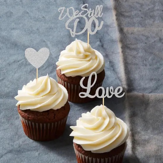 24Pcs We Still Do Cupcake Toppers Glitter Love Heart {4}