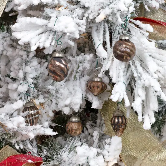 Glass Finial Ornaments 12ct Antiqued Mercury Farmhouse Decor Set Brown {3}