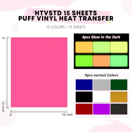 15 Sheets 12 * 10inches 3D Puff Vinyl Include 6 Sheets Glow in The Dark Puffy HTV Vinyl {2}