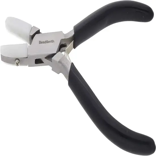 The Beadsmith Double Flat Nose Nylon Jaw Pliers &ndash; 5-Inches (127mm), Black Vinyl Comfort Grip Handle with Double Leaf Springs &ndash; Protects Wire When Bending and Looping {1}