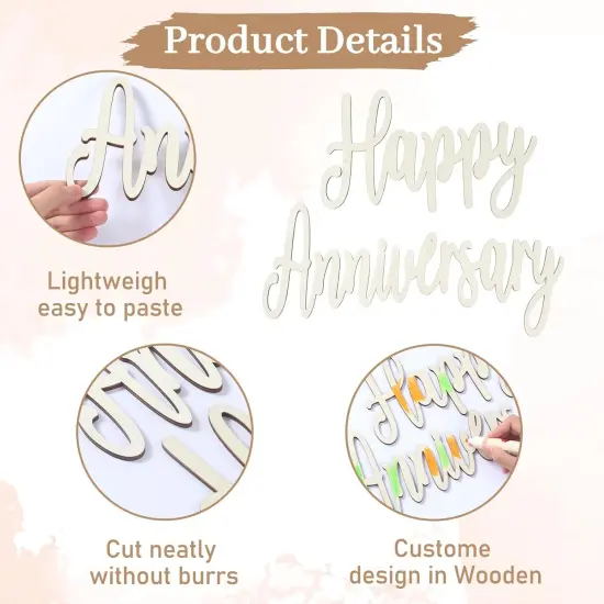 Happy Anniversary Banner Decorations- Wooden Happy Anniversary Sign {3}