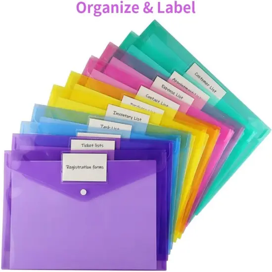 12 Pack Folders Plastic Envelopes {3}