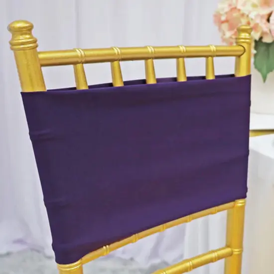 10 Pieces Eggplant Stretch Spandex Chair Bands for Banquet Chairs 7 x 13 Inches {4}