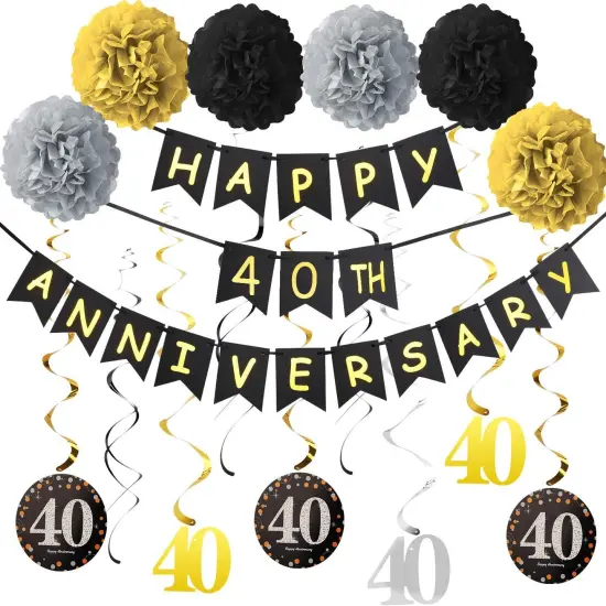 40th Anniversary Decorations Kit - 16 Pcs {1}