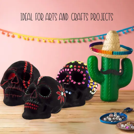 Black Velvet Skulls 2ct Halloween Day of Dead Craft Decor {3}