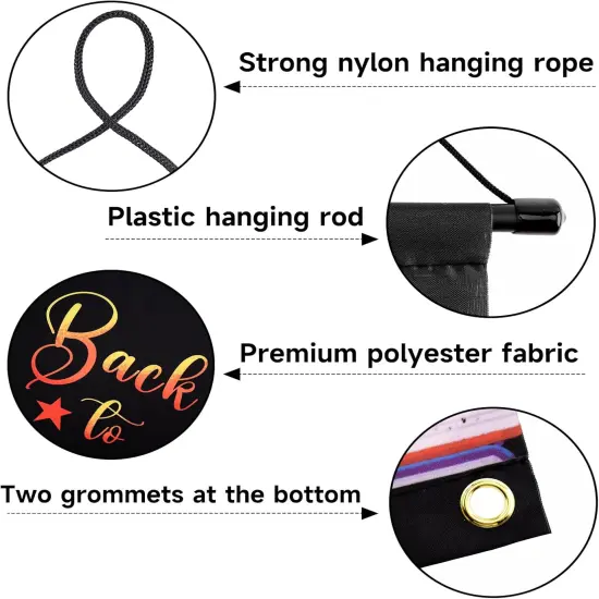 2Pcs Colorful First Day of School Porch Sign Banner 12x71 {3}