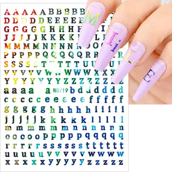 8 Sheets Alphabet Nail Stickers 3D {4}