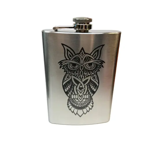 8oz Celtic Owl Stainless Steel Flask {2}